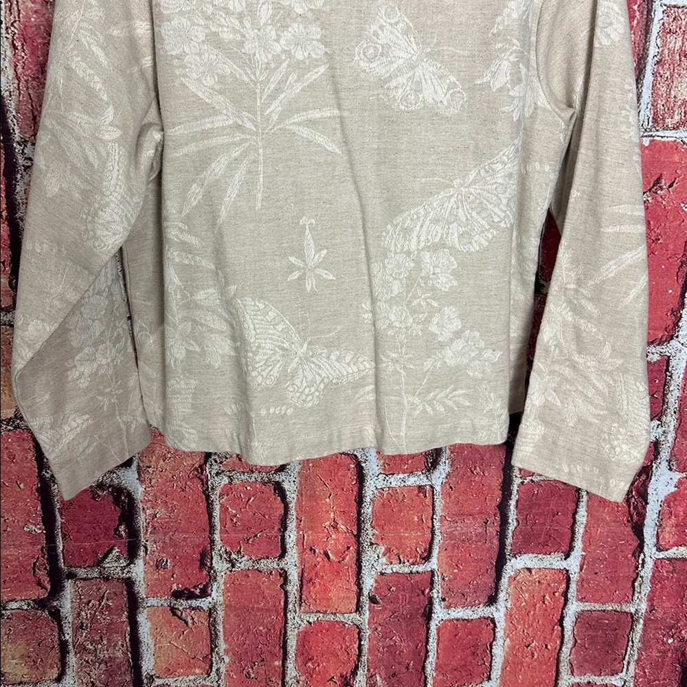 Vintage Coldwater Creek Linen Blend Floral Jacket Blazer Petite Medium PM - Picture 14 of 14
